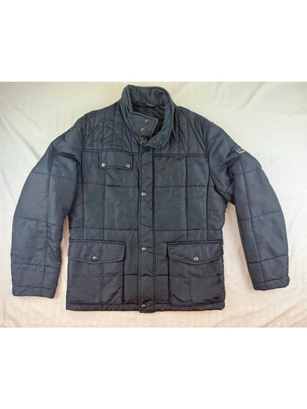 Hugo Boss Carbo Quilted Field Jacket Men’s M Navy Stand Up Collar Button